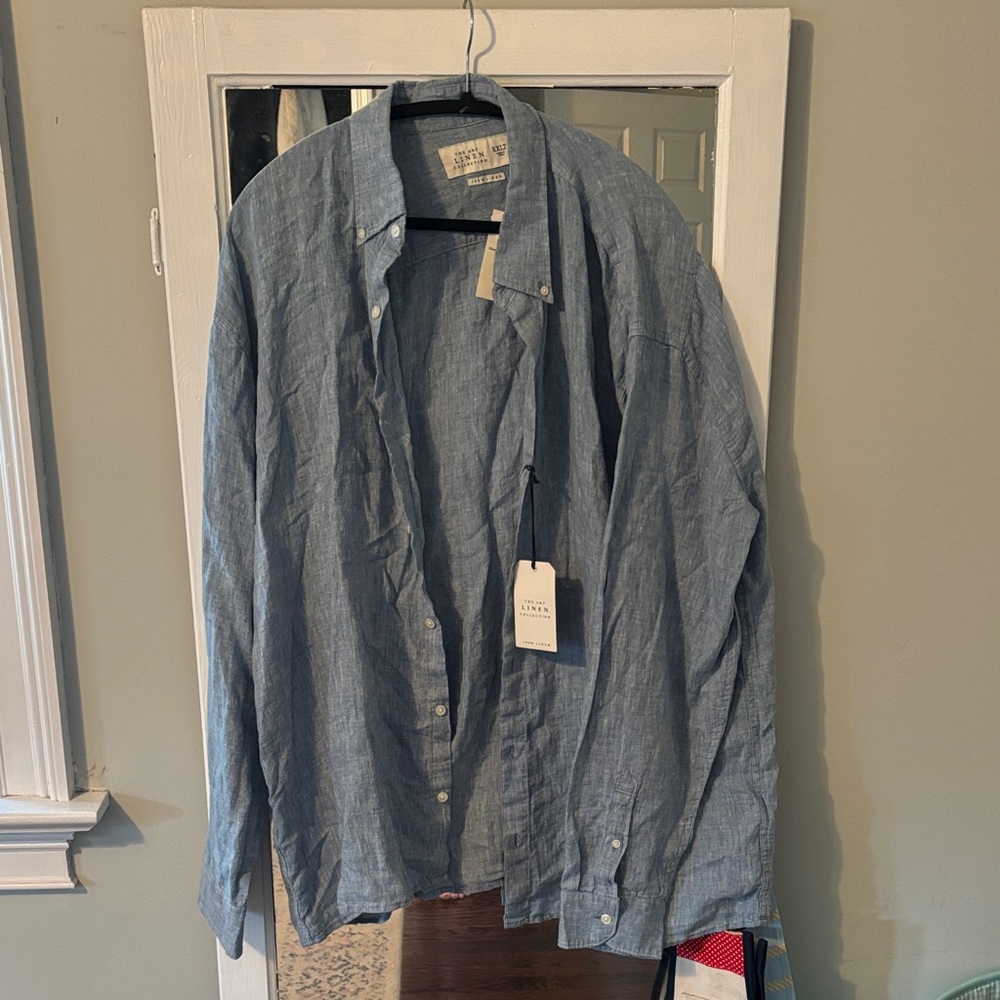 Abercrombie & Fitch Light Blue Linen Button-Down Shirt